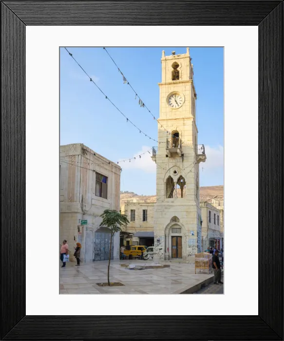Framed Print : Palestine, West Bank, Nablus. Belltower in front of An-Nasr Mosque (Masjid an-Nasr) Framed Print : Palestine, West Bank, Nablus. Belltower in front of An-Nasr Mosque (Masjid an-Nasr)
