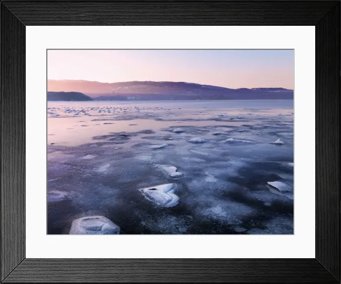 Framed Print : Ireland, Co. Donegal, Mulroy bay frozen at dusk