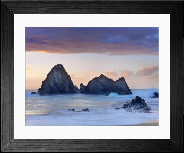 Framed Print : Spain, Basque, Ondarroa, rock formations at sea
