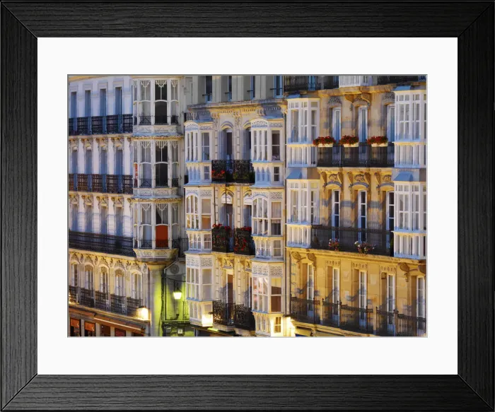 Framed Print : Spain, Vitoria-Gastiez, Town square houses illuminated at night Framed Print : Spain, Vitoria-Gastiez, Town square houses illuminated at night