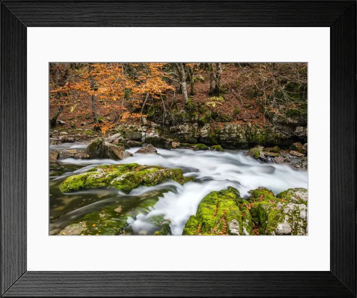 Framed Print : Autumn colorful landscape with blur motion mountain river, Ordesa and Monte Perdido