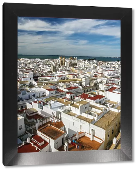 Panoramic view over the old city, Cadiz, Andalusia, Spain