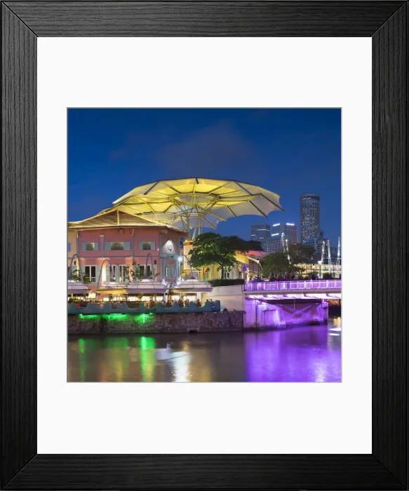 Framed Print : Clarke Quay and Singapore River at dusk, Singapore Framed Print : Clarke Quay and Singapore River at dusk, Singapore