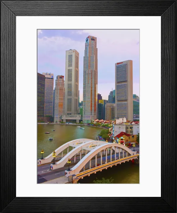 Framed Print : Singapore, Singapore City, Financial district at dusk Framed Print : Singapore, Singapore City, Financial district at dusk