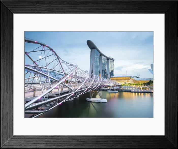 Framed Print : Singapore, Republic of Singapore, Southeast Asia. Helix bridge and the Marina Bay Sands Framed Print : Singapore, Republic of Singapore, Southeast Asia. Helix bridge and the Marina Bay Sands