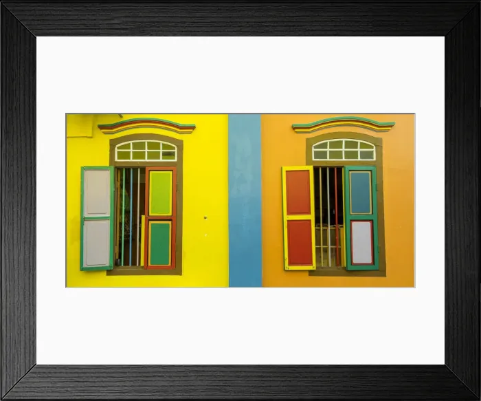 Framed Print : Singapore, Republic of Singapore, Southeast Asia. Colorful architecture in Little India Framed Print : Singapore, Republic of Singapore, Southeast Asia. Colorful architecture in Little India