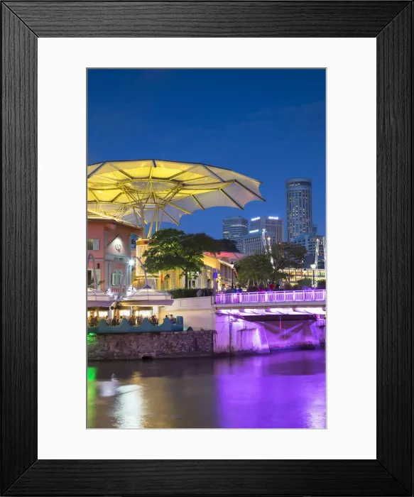 Framed Print : Clarke Quay and Singapore River at dusk, Singapore Framed Print : Clarke Quay and Singapore River at dusk, Singapore