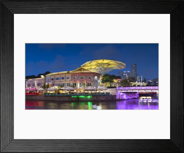 Framed Print : Clarke Quay and Singapore River at dusk, Singapore Framed Print : Clarke Quay and Singapore River at dusk, Singapore