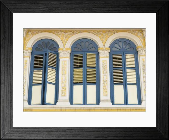 Framed Print : Shutters of traditional shophouse, Singapore