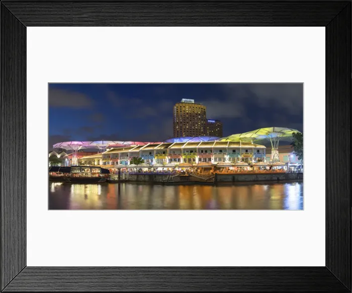 Framed Print : Clarke Quay and Singapore River at dusk, Singapore Framed Print : Clarke Quay and Singapore River at dusk, Singapore