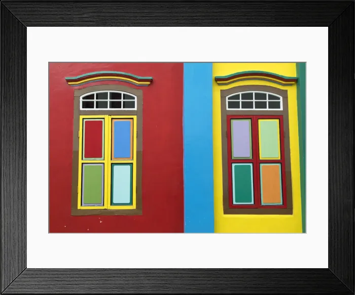 Framed Print : Shutters of traditional villa, Little India, Singapore