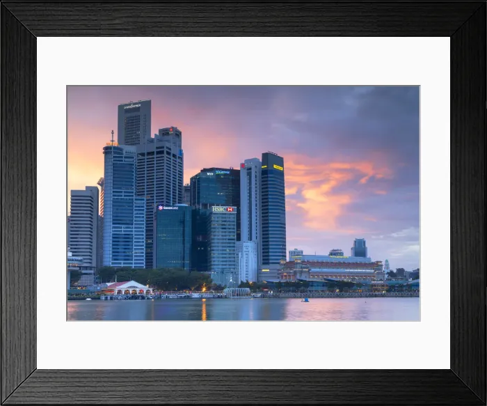 Framed Print : Skyscrapers of Central Business District at sunset, Marina Bay, Singapore Framed Print : Skyscrapers of Central Business District at sunset, Marina Bay, Singapore