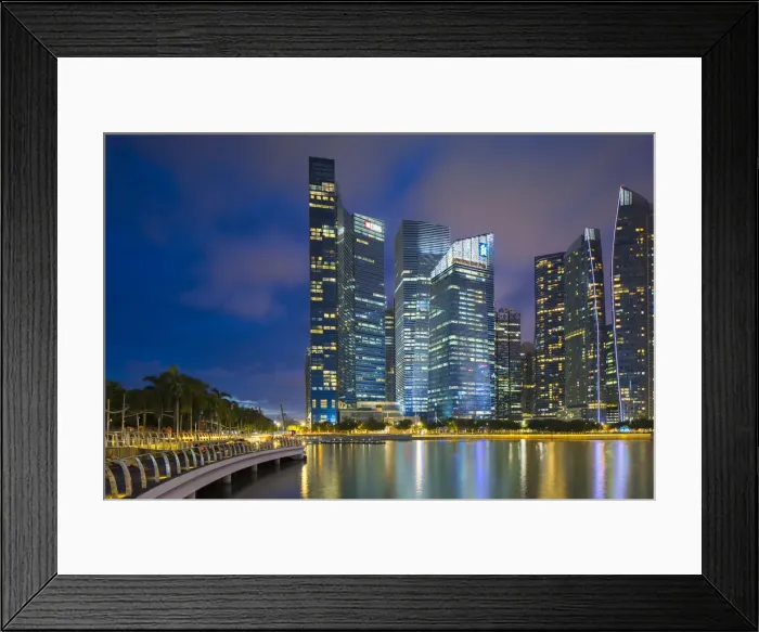 Framed Print : Skyscrapers of Central Business District at dusk, Marina Bay, Singapore Framed Print : Skyscrapers of Central Business District at dusk, Marina Bay, Singapore
