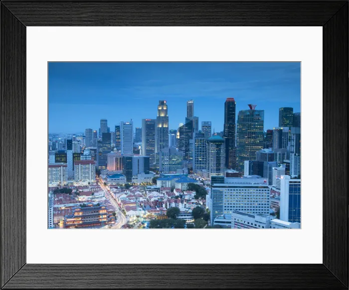 Framed Print : View of Chinatown and business district skyscrapers, Singapore Framed Print : View of Chinatown and business district skyscrapers, Singapore