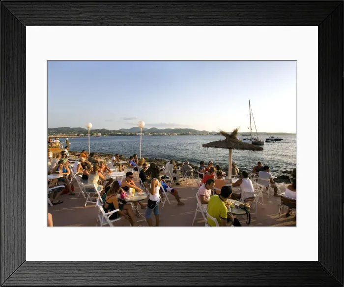 Framed Print : Cafe of Sugar Sea, Sant Antoni, Ibiza, the Balearic Islands, Spain