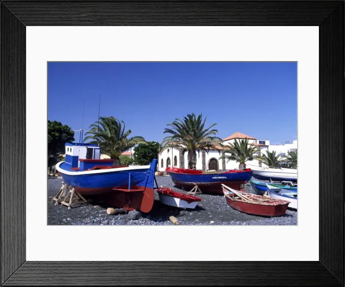 Framed Print : Fishing boats in La Lajita, Fuerteventura, Canary Islands, Spain