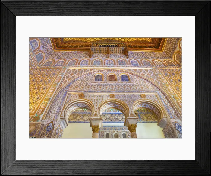Framed Print : Spain, Andalucia, Seville, Alcazar, ceiling in Ambassadors Hall (Salon Framed Print : Spain, Andalucia, Seville, Alcazar, ceiling in Ambassadors Hall (Salon