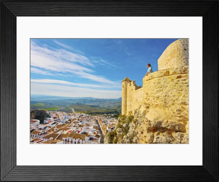 Framed Print : Spain, Andalucia, Cadiz province, Olvera, Woman looking out from Olvera Castle (MR) Framed Print : Spain, Andalucia, Cadiz province, Olvera, Woman looking out from Olvera Castle (MR)