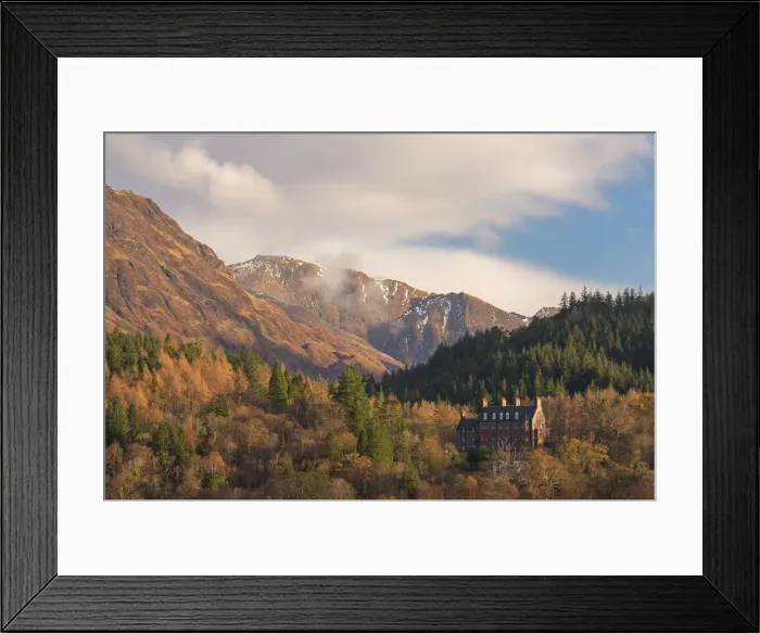 Framed Print : The luxurious five star Glencoe House Hotel surrounded by dramatic mountain scenery Framed Print : The luxurious five star Glencoe House Hotel surrounded by dramatic mountain scenery