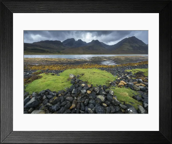 Framed Print : View of Cuillin mountain range and Bla Bheinn mountain, near Torrin, Isle of Skye Framed Print : View of Cuillin mountain range and Bla Bheinn mountain, near Torrin, Isle of Skye