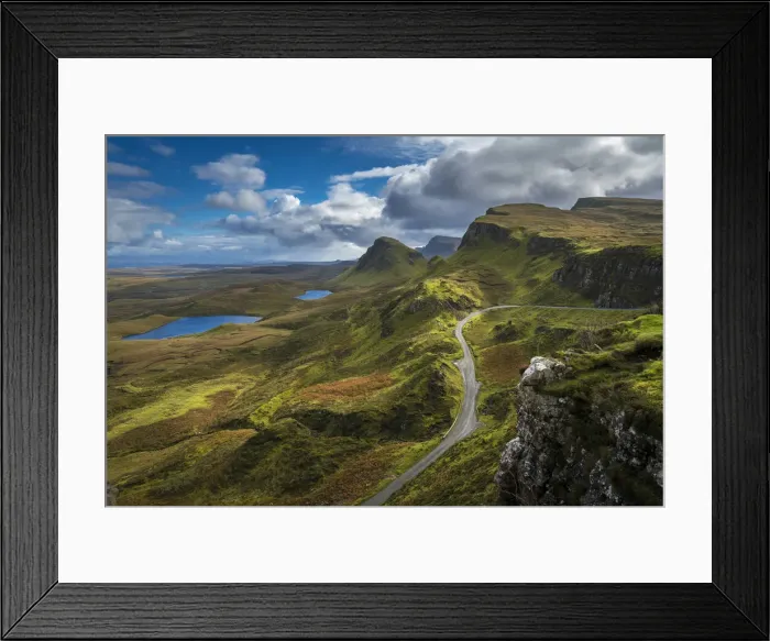 Framed Print : Mountain road on Quiraing, Isle of Skye, Highland Region, Scotland, United Kingdom