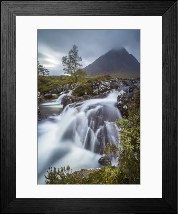 Framed Print : Stream flowing through rocks against Buchaille Etive Mor mountain in Glen Coe, Highland Framed Print : Stream flowing through rocks against Buchaille Etive Mor mountain in Glen Coe, Highland