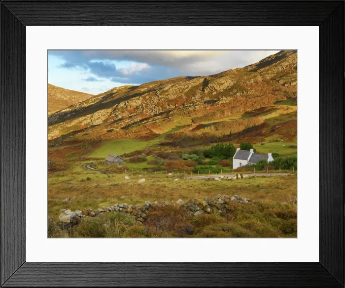 Framed Print : Ireland, Co. Donegal, Rosguil, Boyeeghter Melmore, house in rural location Framed Print : Ireland, Co. Donegal, Rosguil, Boyeeghter Melmore, house in rural location