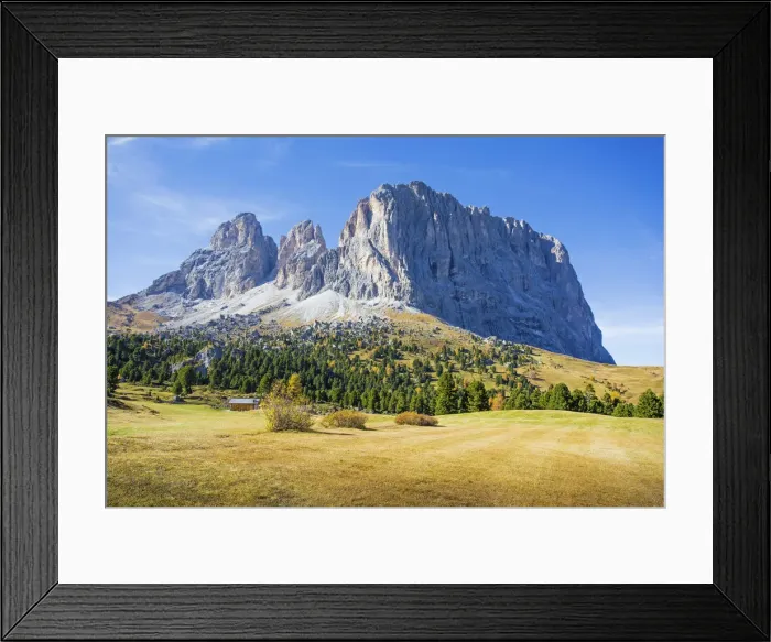 Framed Print : Italy, Trentino Alto Adige, Dolomites Alps, green and yellow landscape Framed Print : Italy, Trentino Alto Adige, Dolomites Alps, green and yellow landscape
