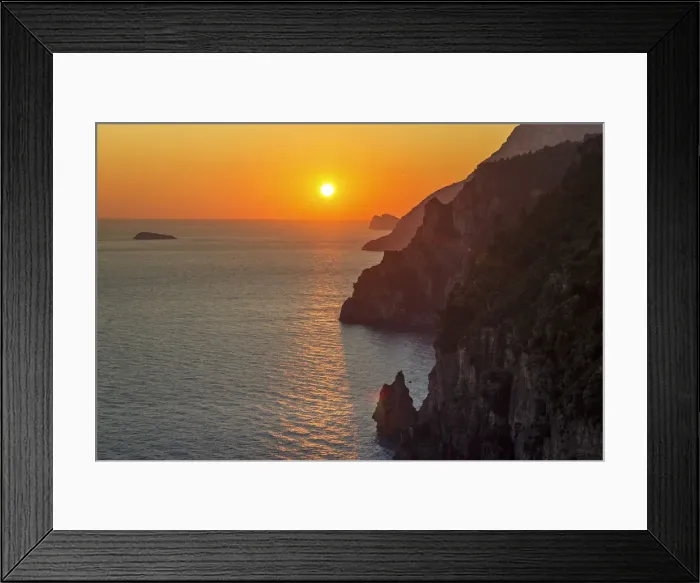 Framed Print : Positano, Campania, Italy. Sunset over the Amalfi Coast