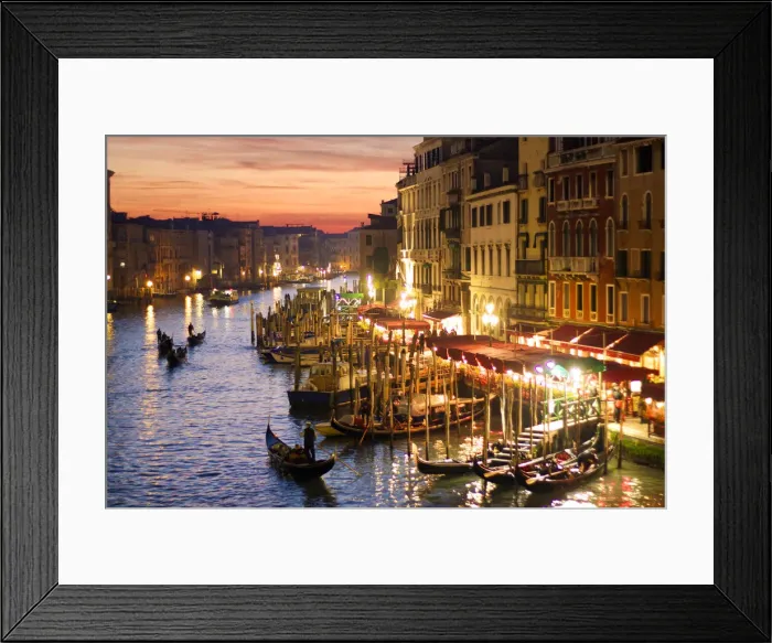 Framed Print : Venice, Veneto, Italy. Gondolas and the Grand Canal from Rialto Bridge at sunset Framed Print : Venice, Veneto, Italy. Gondolas and the Grand Canal from Rialto Bridge at sunset