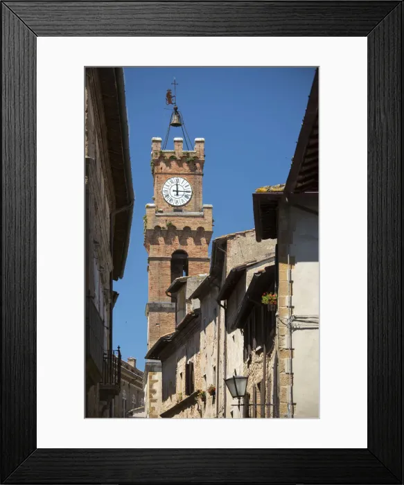 Framed Print : Europe, Italy, Tuscany, Toscana, Pienza clock tower Framed Print : Europe, Italy, Tuscany, Toscana, Pienza clock tower