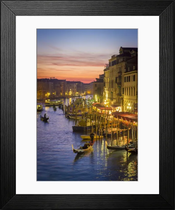 Framed Print : Venice, Veneto, Italy. Gondolas and the Grand Canal from Rialto Bridge at sunset Framed Print : Venice, Veneto, Italy. Gondolas and the Grand Canal from Rialto Bridge at sunset