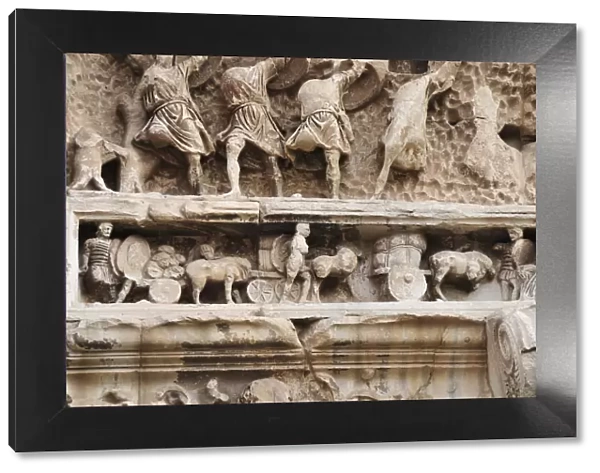 Bas-Relief of the Arch of Septimius Severus, Roman Forum. Rome, Italy