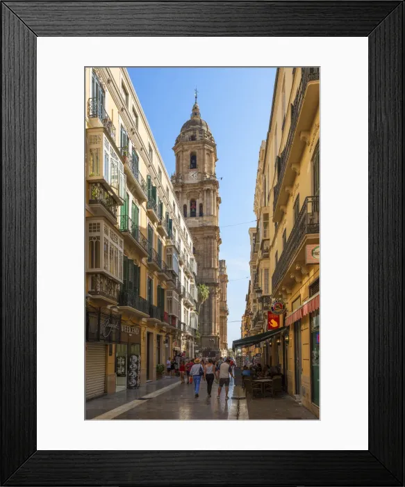 Framed Print : Calle Molina Larion with Cathedral in the old town, Malaga, Costa del Sol, Andalusia Framed Print : Calle Molina Larion with Cathedral in the old town, Malaga, Costa del Sol, Andalusia