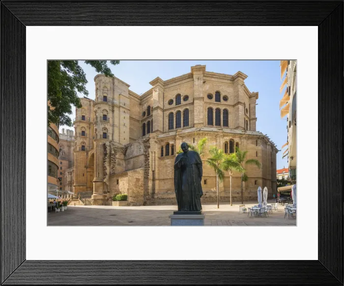 Framed Print : Cathedral with statue of Pope John Paul II, Malaga, Costa del Sol, Andalusia, Spain Framed Print : Cathedral with statue of Pope John Paul II, Malaga, Costa del Sol, Andalusia, Spain