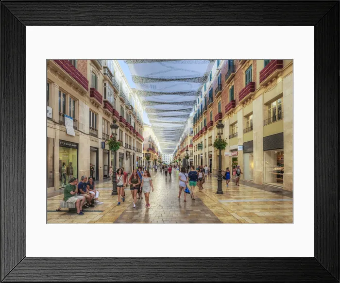 Framed Print : Shopping street in the old town, Malaga, Costa del Sol, Andalusia, Spain Framed Print : Shopping street in the old town, Malaga, Costa del Sol, Andalusia, Spain