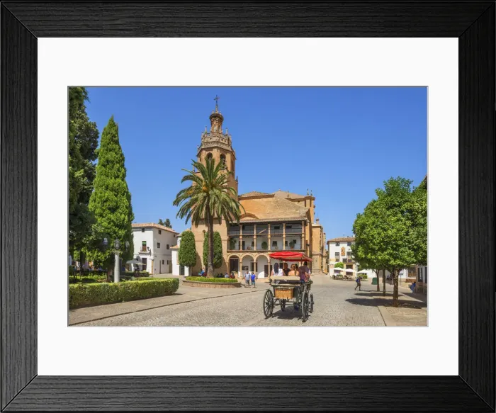 Framed Print : Church Santa Maria la Mayor with carriage, Ronda, Andalusia, Spain