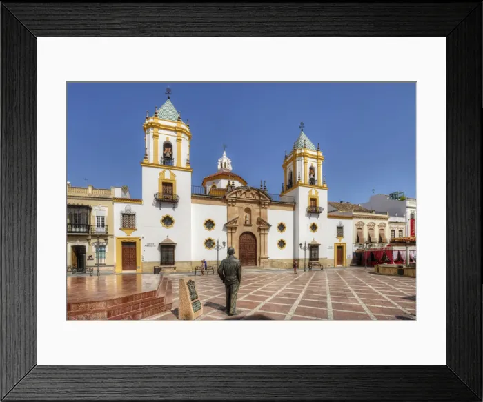 Framed Print : The Socorro Church in Ronda at Plaza del Socorro with Statue of Blas Infante, Andalusia Framed Print : The Socorro Church in Ronda at Plaza del Socorro with Statue of Blas Infante, Andalusia
