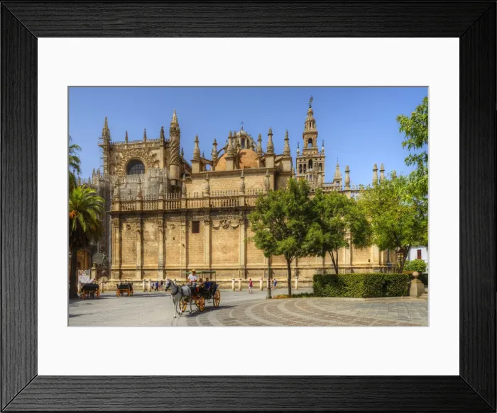 Framed Print : Carriage at Plaza del Triunfo with Cathedral, UNESCO World Heritage Site; Sevilla Framed Print : Carriage at Plaza del Triunfo with Cathedral, UNESCO World Heritage Site; Sevilla