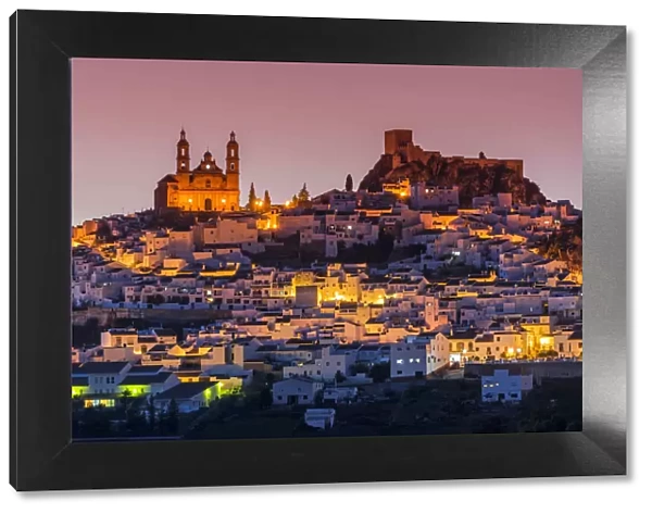 Dusk view of Olvera, Andalusia, Spain