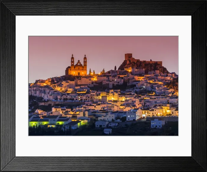 Framed Print : Dusk view of Olvera, Andalusia, Spain Framed Print : Dusk view of Olvera, Andalusia, Spain