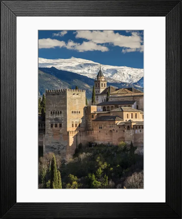 Framed Print : Alhambra palace with the snowy Sierra Nevada in the background, Granada, Andalusia, Spain Framed Print : Alhambra palace with the snowy Sierra Nevada in the background, Granada, Andalusia, Spain