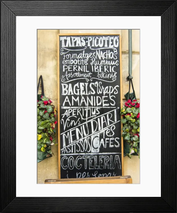 Framed Print : Traditional menu, Barcelona, Catalonia, Spain Framed Print : Traditional menu, Barcelona, Catalonia, Spain