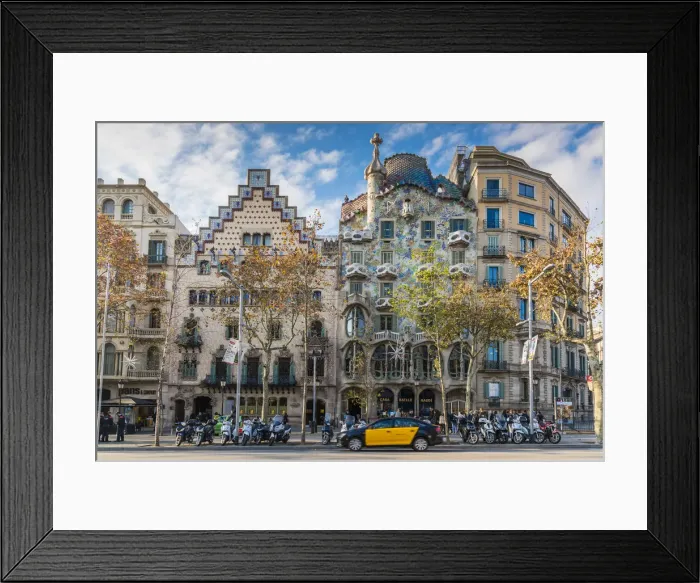 Framed Print : Exterior view of Casa Batllo and Casa Amatller, Barcelona, Catalonia, Spain Framed Print : Exterior view of Casa Batllo and Casa Amatller, Barcelona, Catalonia, Spain
