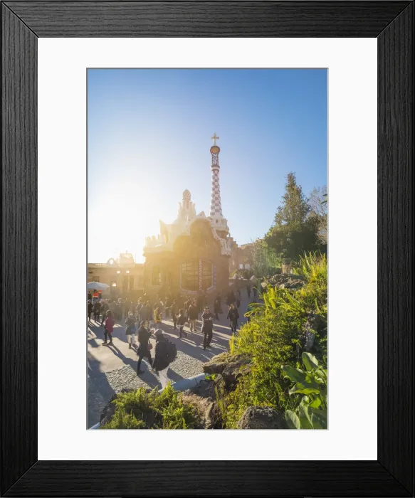 Framed Print : Barcelona, Catalonia, Spain, Southern Europe. People at Park Guell in early morning Framed Print : Barcelona, Catalonia, Spain, Southern Europe. People at Park Guell in early morning