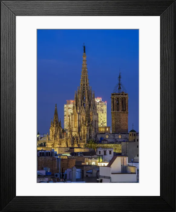 Framed Print : Night view of Cathedral of Santa Eulalia, Barcelona, Catalonia, Spain Framed Print : Night view of Cathedral of Santa Eulalia, Barcelona, Catalonia, Spain
