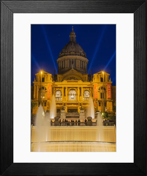 Framed Print : Night view of Palau Nacional waterfall located in Montjuic, Barcelona, Catalonia, Spain Framed Print : Night view of Palau Nacional waterfall located in Montjuic, Barcelona, Catalonia, Spain