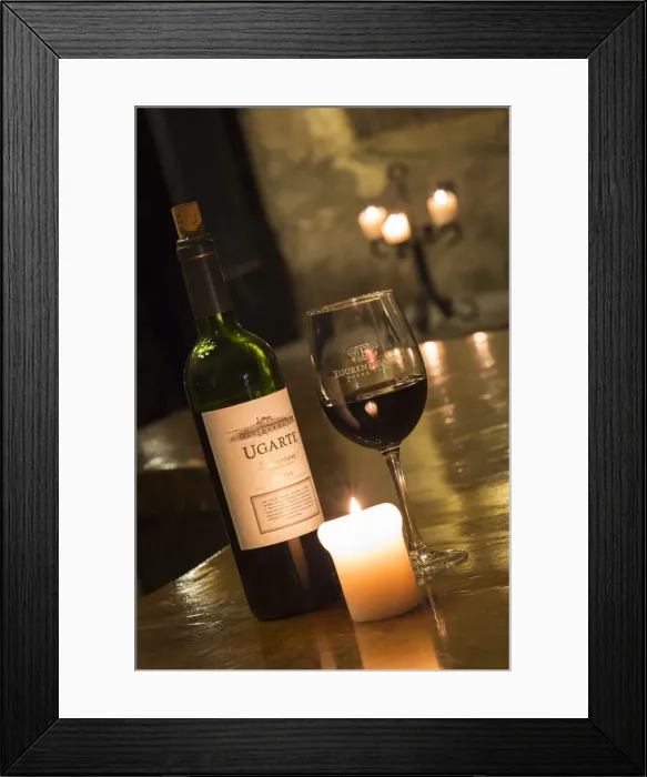 Framed Print : Spain, Alava, Laguardia. A bottle and glass of wine in the caves at Eguren Ugarte Framed Print : Spain, Alava, Laguardia. A bottle and glass of wine in the caves at Eguren Ugarte