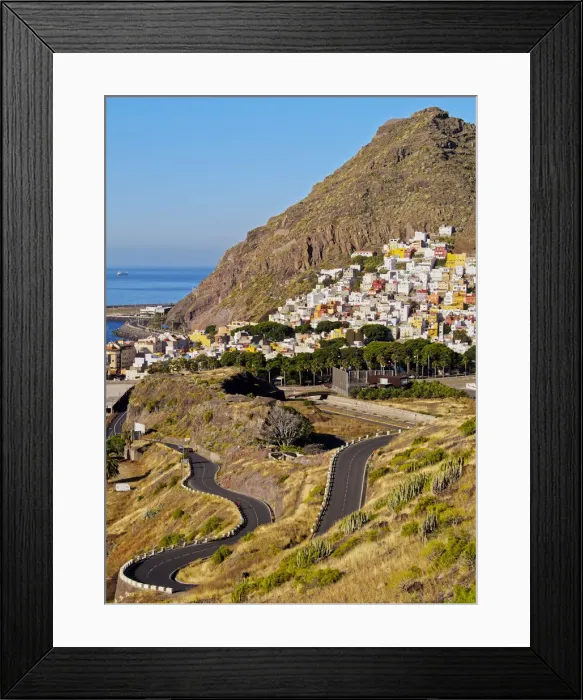 Framed Print : Spain, Canary Islands, Tenerife, Santa Cruz de Tenerife, Townscape of San Andres