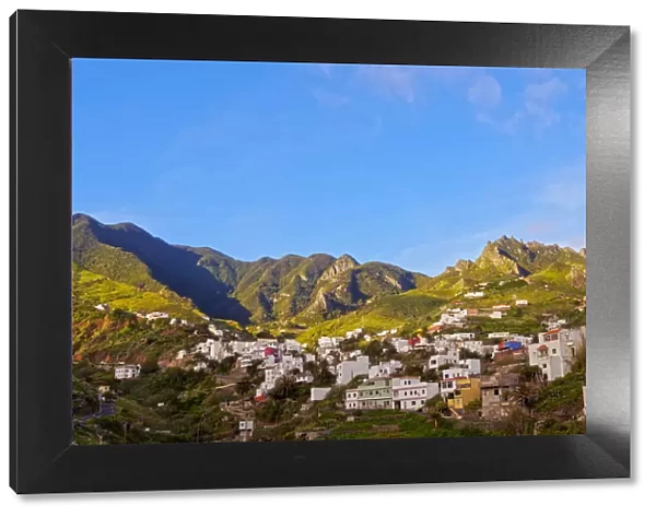 Spain, Canary Islands, Tenerife, Taganana, Townscape with Anaga Mountains in the